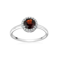 Garnet Round Halo CZ Ring in Sterling Silver Garnet Round Halo CZ Ring in Sterling Silver